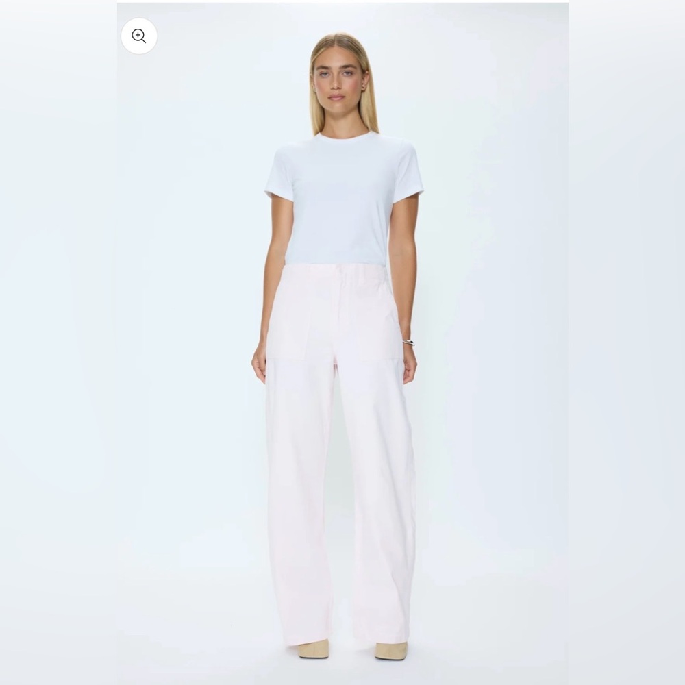 NWOT Pistola WREN RELAXED STRAIGHT UTILITY PANT - ICE PINK size 24 cotton